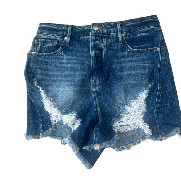 GOOD AMERICAN Bombshell Shorts Women’s High Rise Cut Off Denim Size 8/29 - Picture 1 of 7
